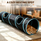 Collapsible Black Play Tunnel for Cats & Rabbits