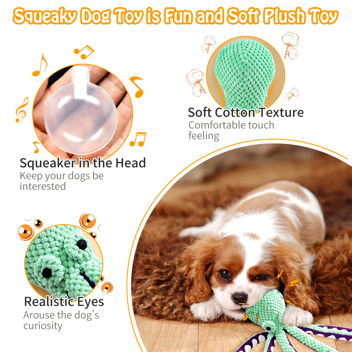 Octopus dog toy squeaky plush