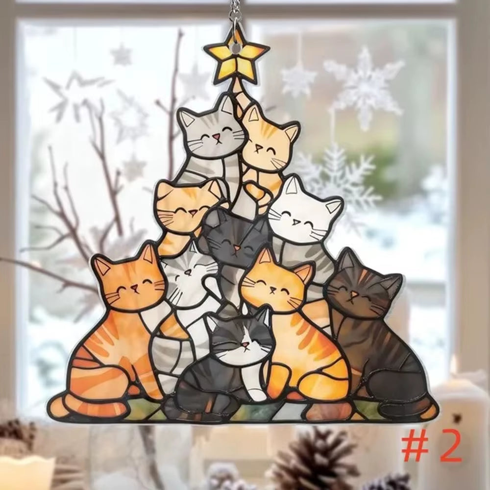 Cat Christmas tree suncatcher ornament – photo 6