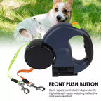 Dual Retractable Dog Leash with LED Light & Bag Holder – 10 ft