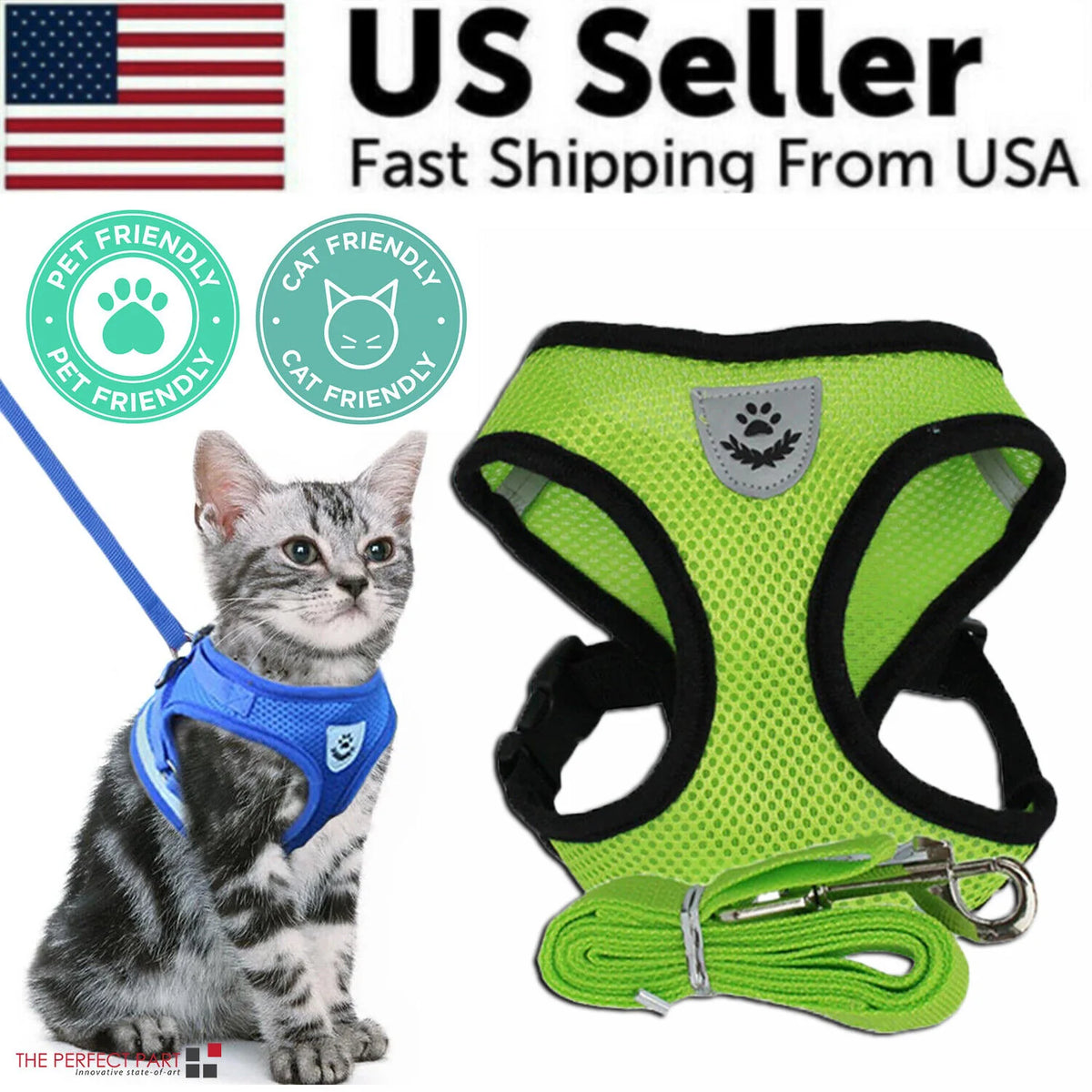 Reflective Mesh Harness & Leash Set for Cats and Small Dogs