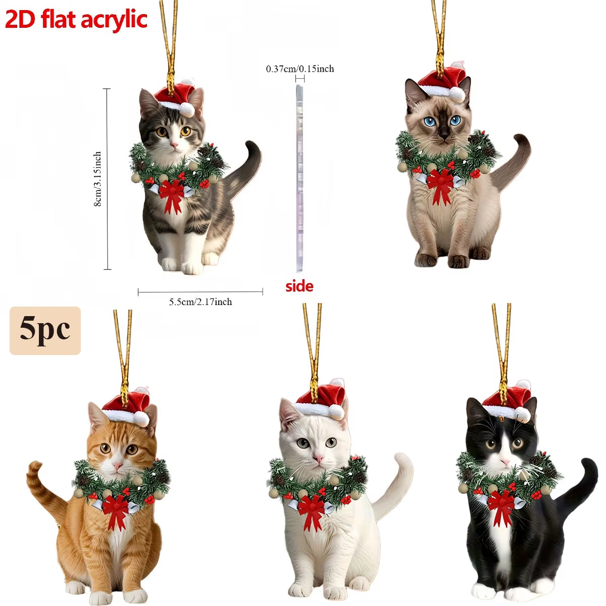 Wooden cat Christmas ornament