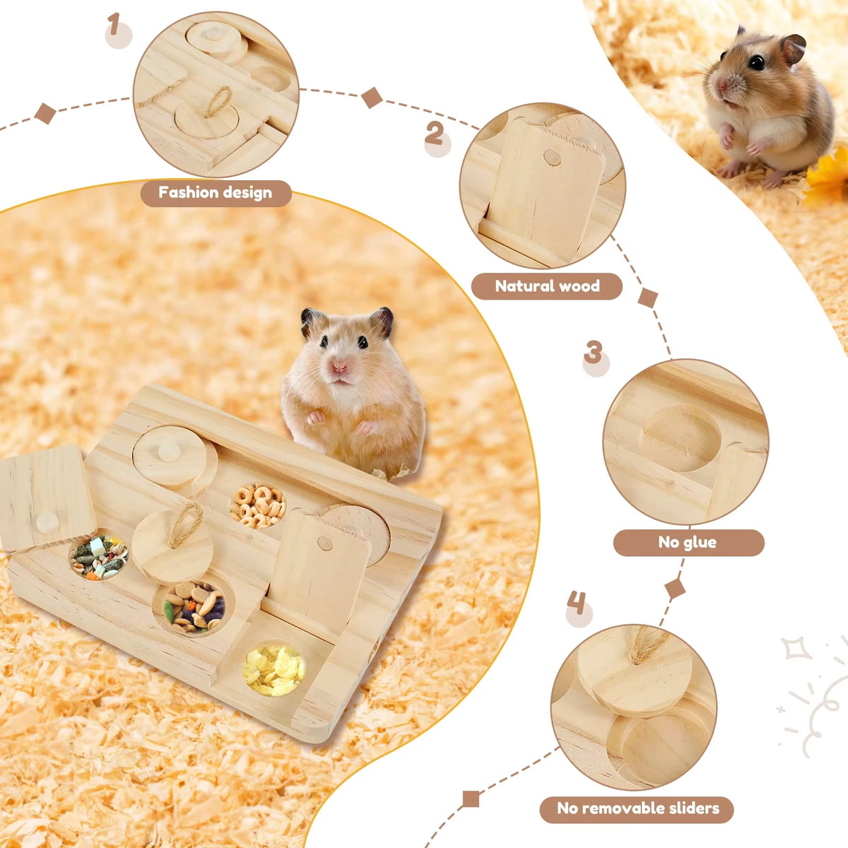 Wooden guinea pig foraging toy