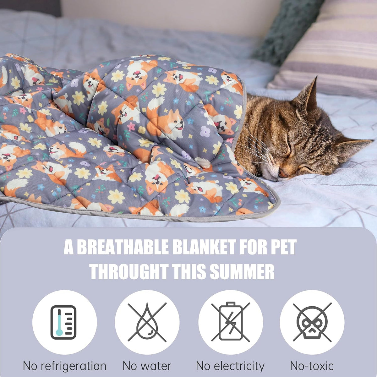 Pet Cooling Mat: Dog & Cat Summer Blanket - Portable & Reusable, Keeps Pets Cool Indoors & Outdoors