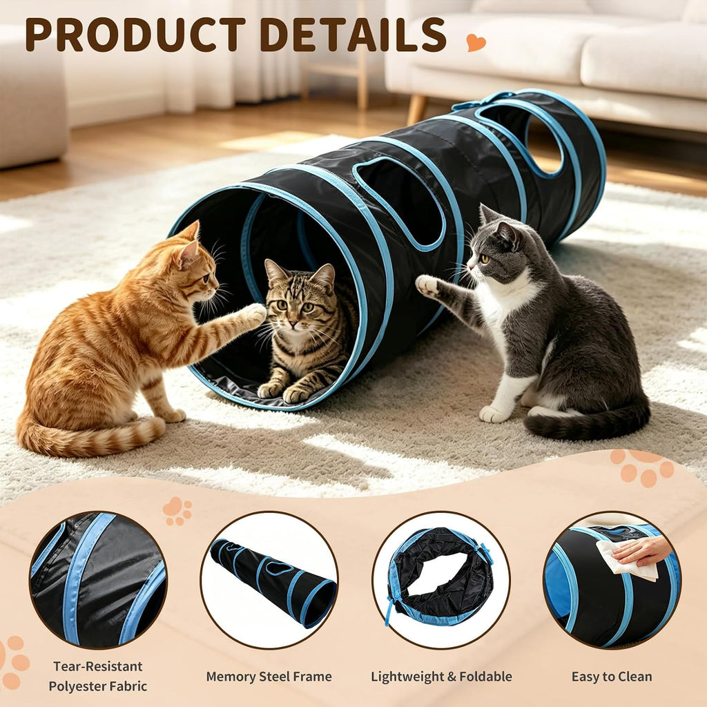 Collapsible Black Play Tunnel for Cats & Rabbits