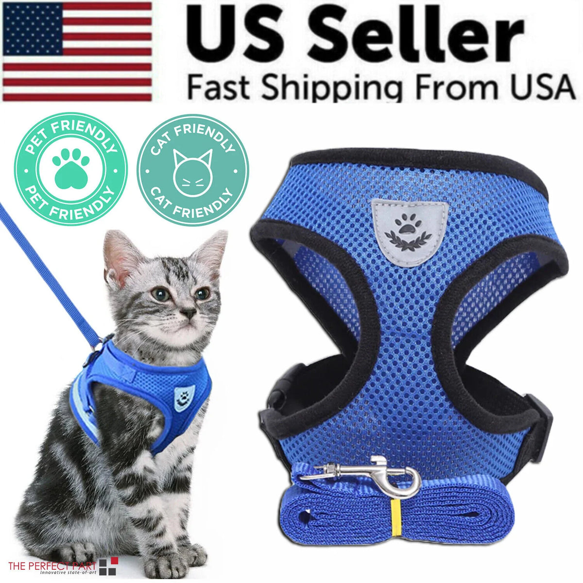 Reflective Mesh Harness & Leash Set for Cats and Small Dogs