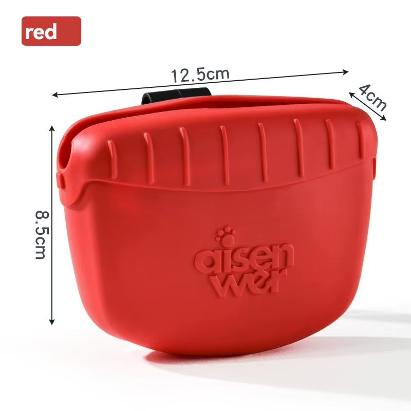 Silicone Dog Treat Pouch with Magnetic Closure, Portable Pet Snack Bag for Training, Walking & Travel