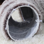 Plush Donut Cat Tunnel Bed – round Play Tunnel with Hanging Balls, Washable Peekaboo Cave for Kittens Small Large Cats