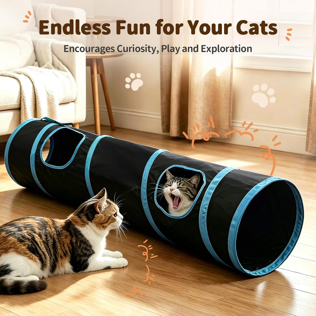 Collapsible Black Play Tunnel for Cats & Rabbits