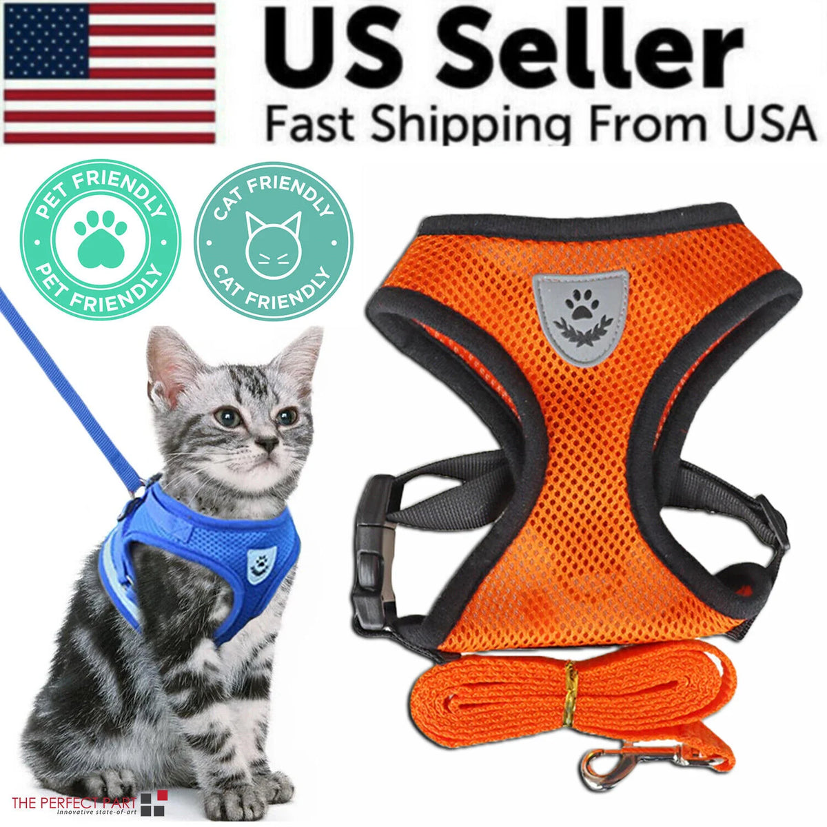 Reflective Mesh Harness & Leash Set for Cats and Small Dogs