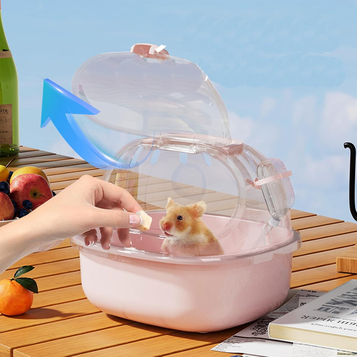 Small Animal Travel Carrier with Water Bottle – 20 × 18 × 16 cm