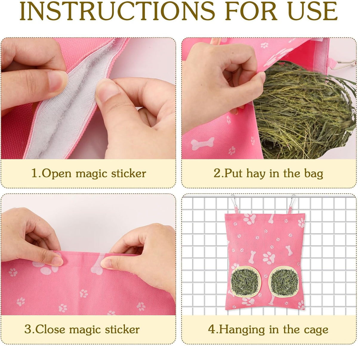 Hanging Hay Feeder Bags for Rabbits & Guinea Pigs – 3 Pack