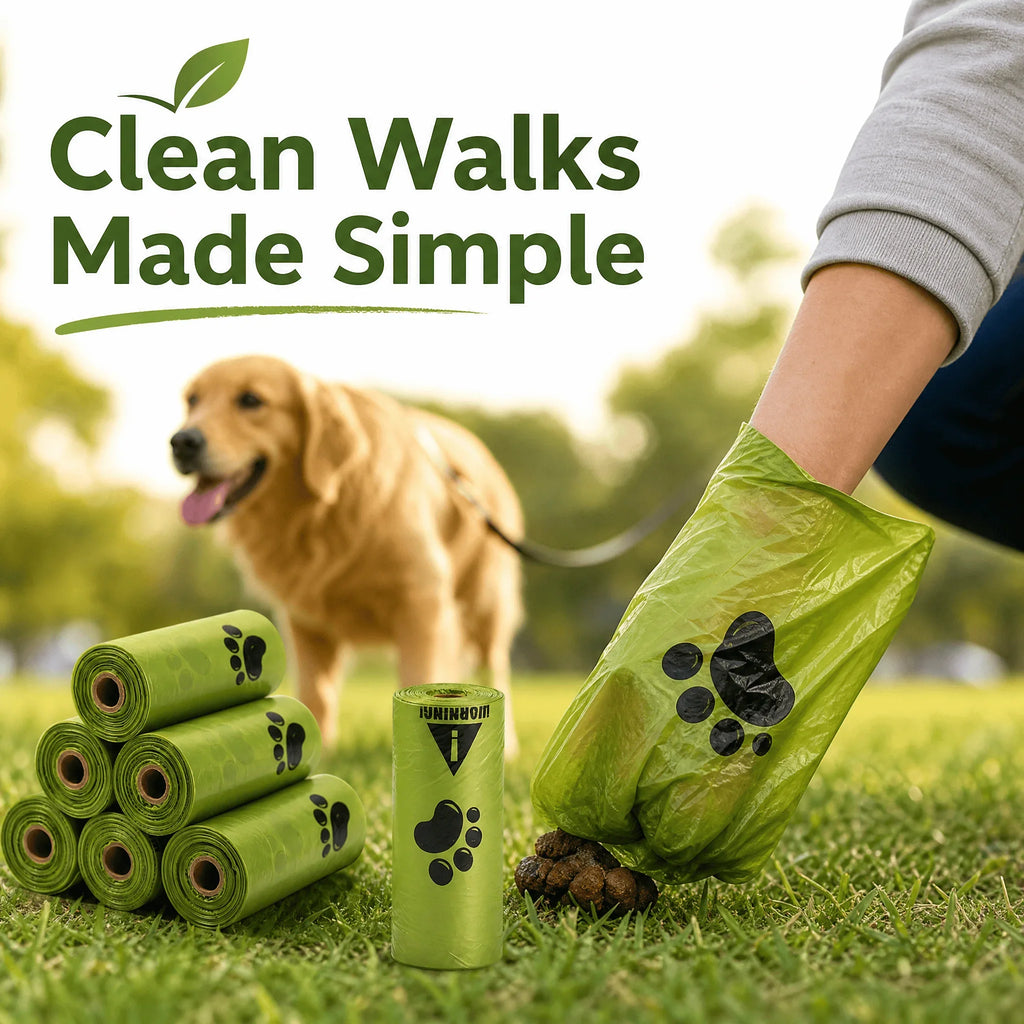 Dog Poop Bag Refill Rolls – Green Paw Print, 10-Pack