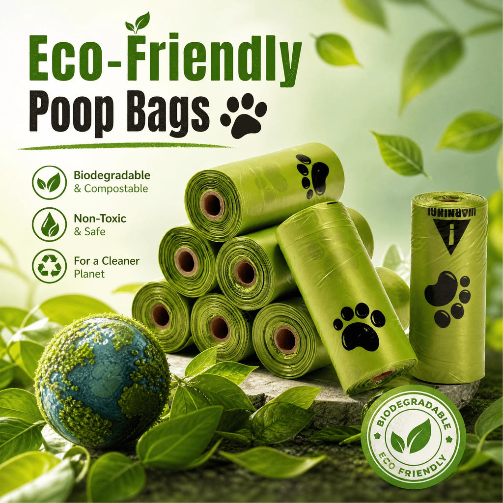 Dog Poop Bag Refill Rolls – Green Paw Print, 10-Pack