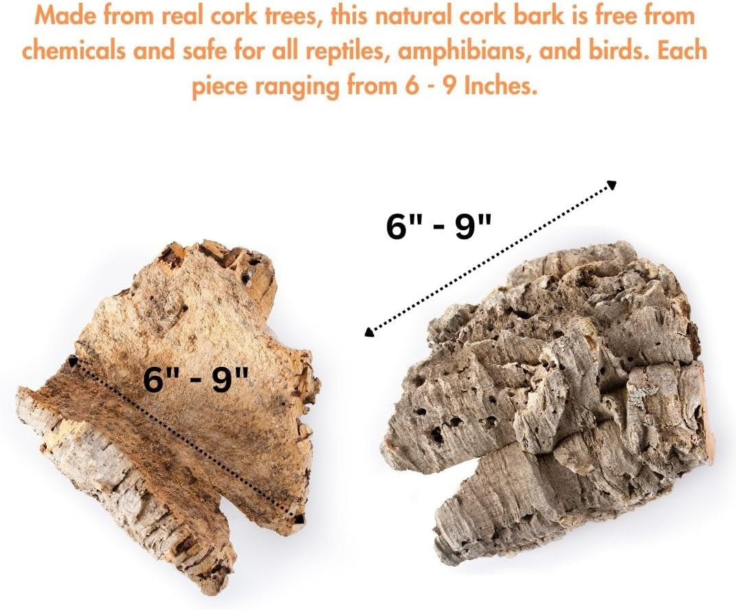 Natural Cork Bark Reptile Habitat Flat – 6–9 in