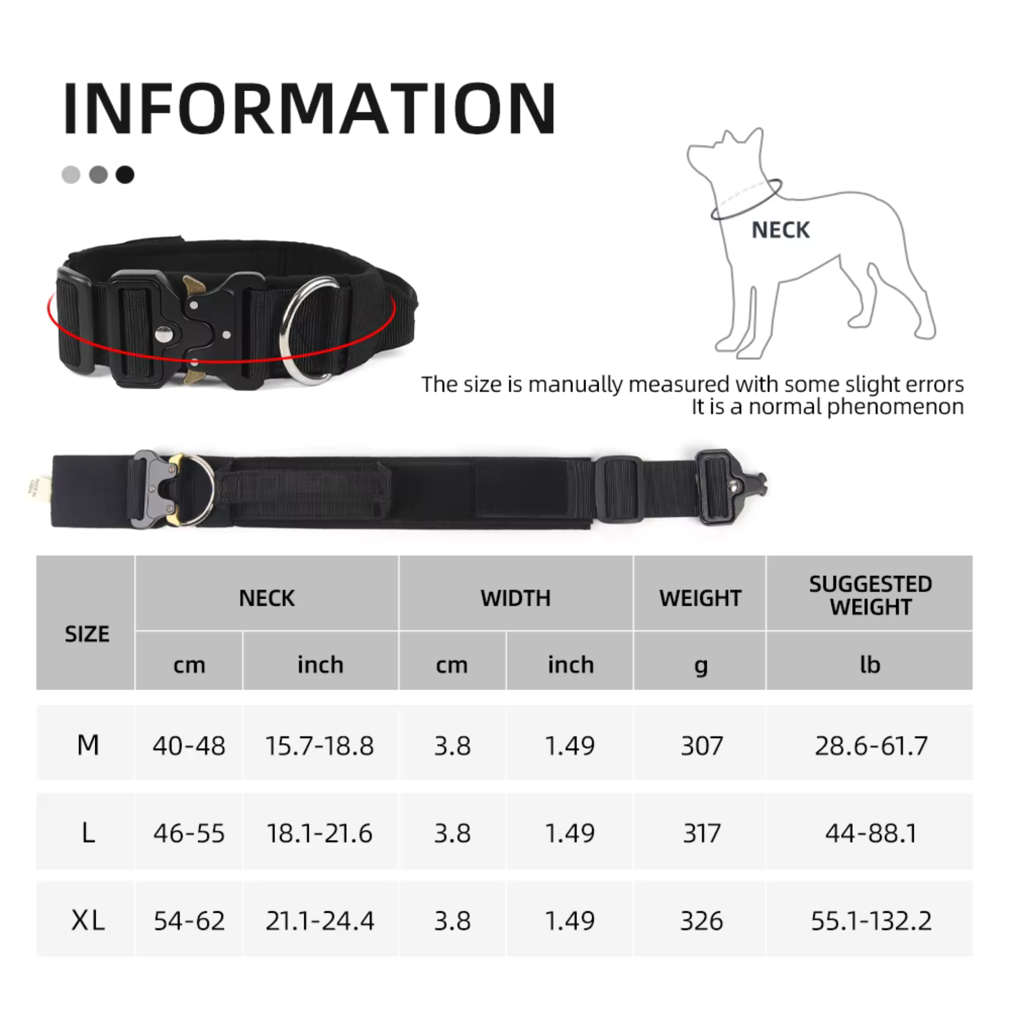 Tactical Dog Collar and Leash Set – Adjustable Military-Style Training Collar for Medium & Large Dogs