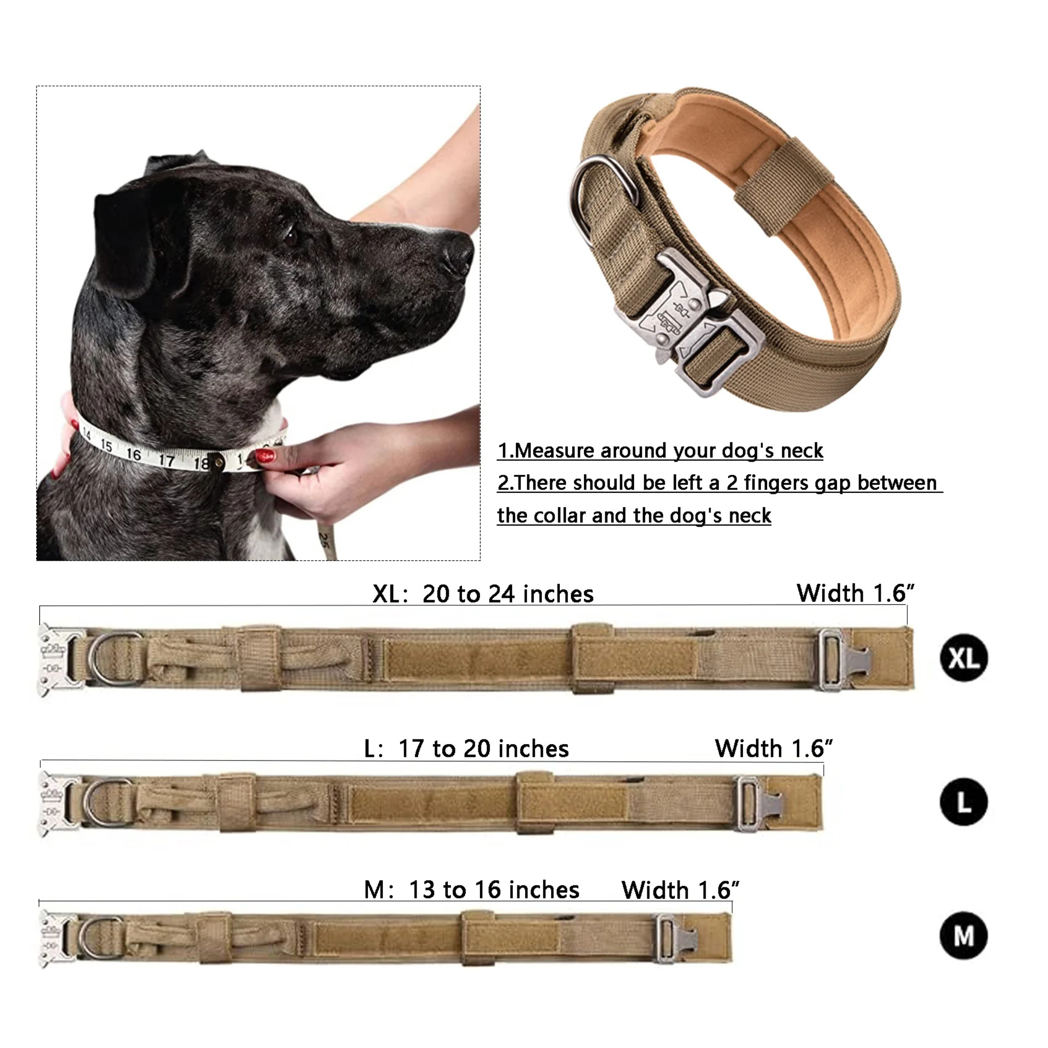 Tactical Dog Collar and Leash Set – Adjustable Military-Style Training Collar for Medium & Large Dogs