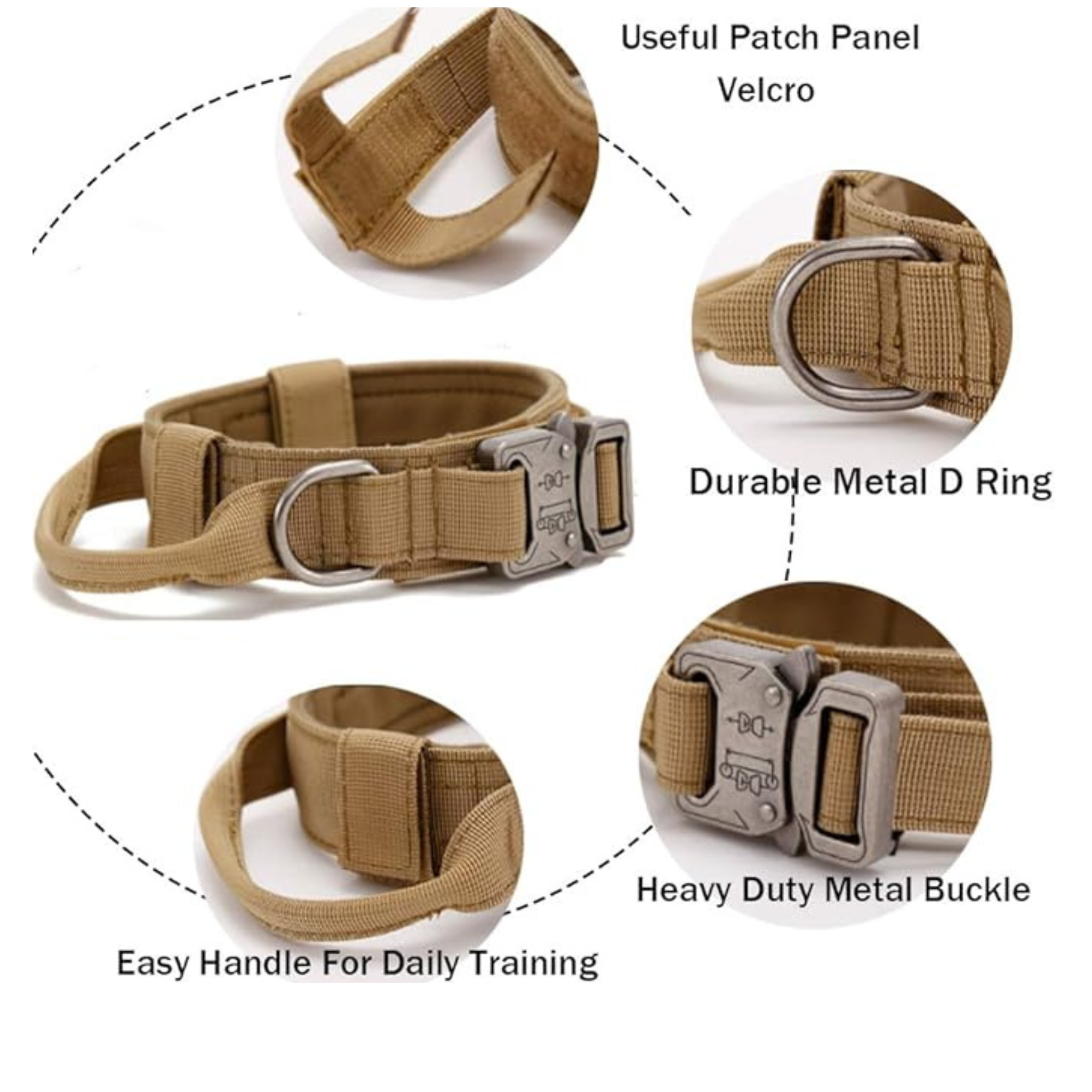 Tactical Dog Collar and Leash Set – Adjustable Military-Style Training Collar for Medium & Large Dogs