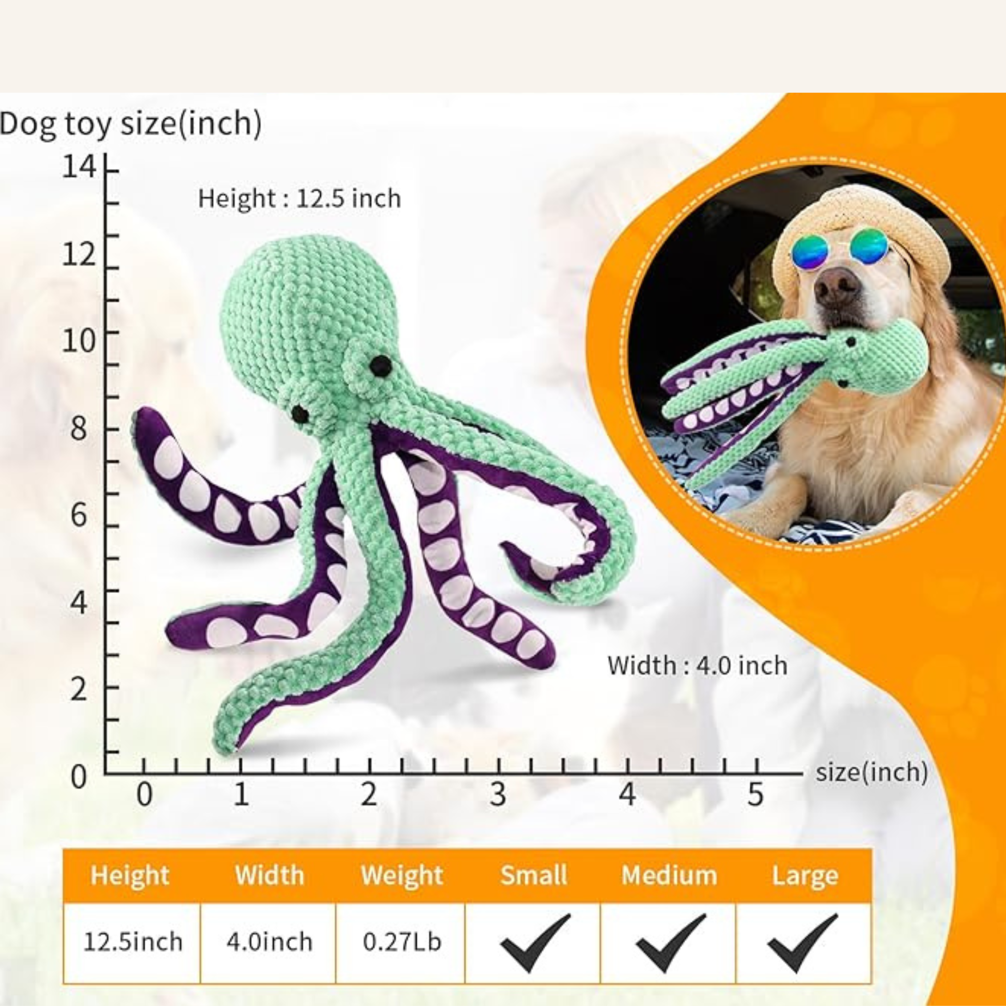 Dog Plush Octopus Toy with Sound – Interactive Chew-Resistant Toy for Small and Large Dogs