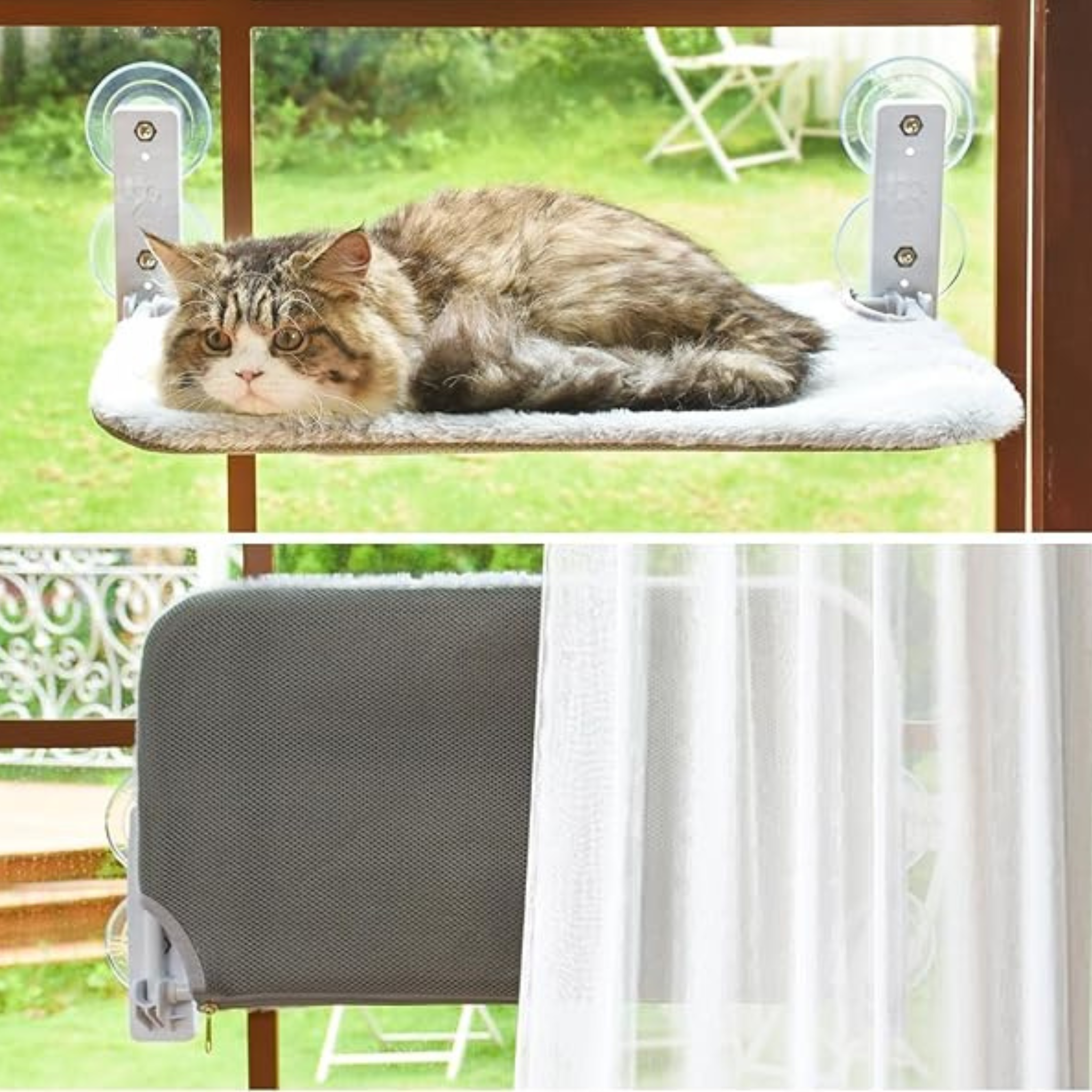 Foldable Cat Window Perch – Cordless Cat Hammock with Strong Suction Cups